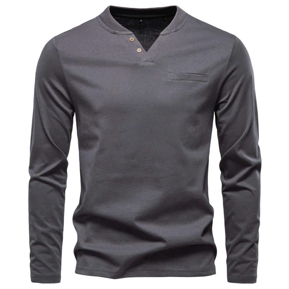 Long-Sleeve Henley Shirt.
