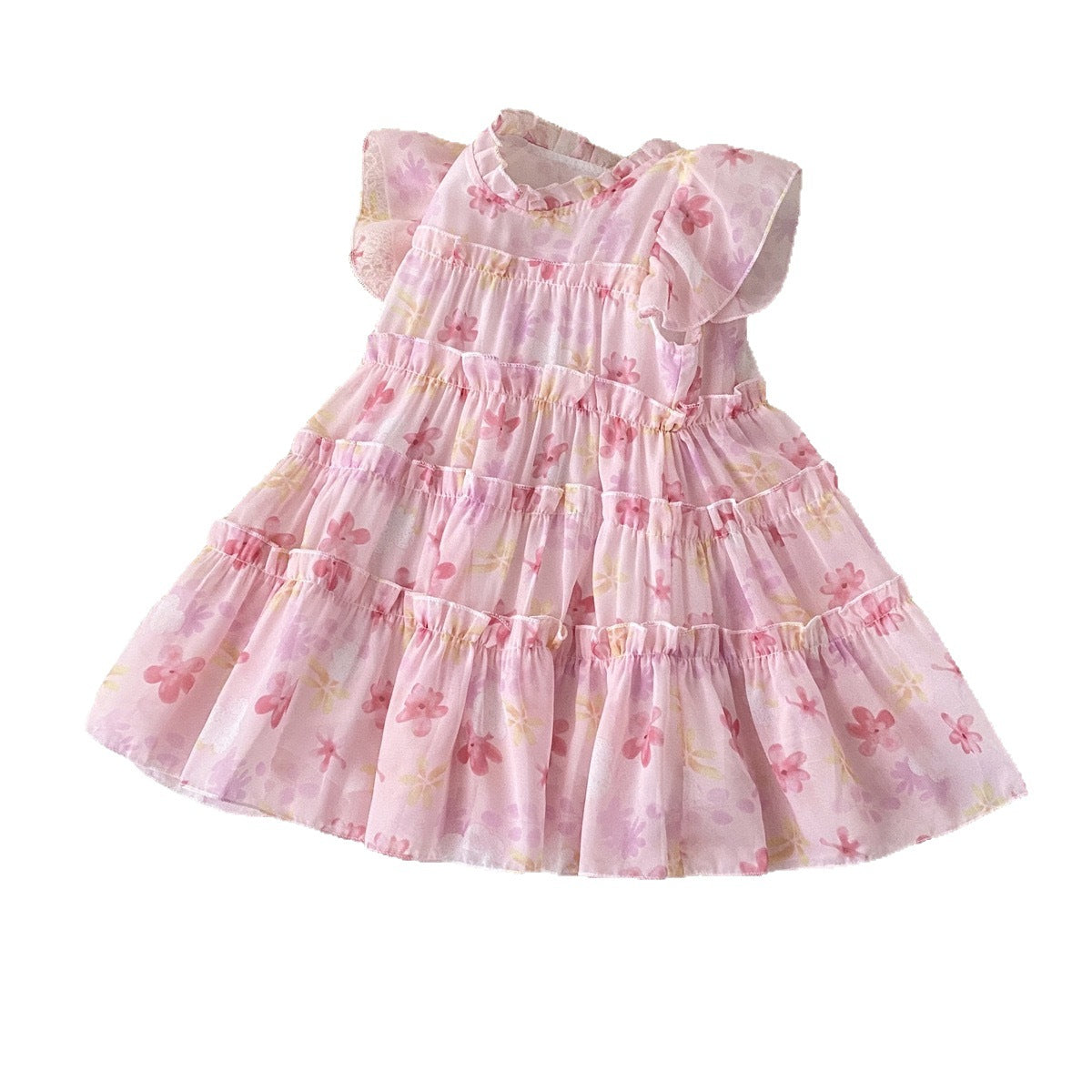 Floral Dress for Girls Summer Fashion Princess Design Chiffon Fairy Dress for Children