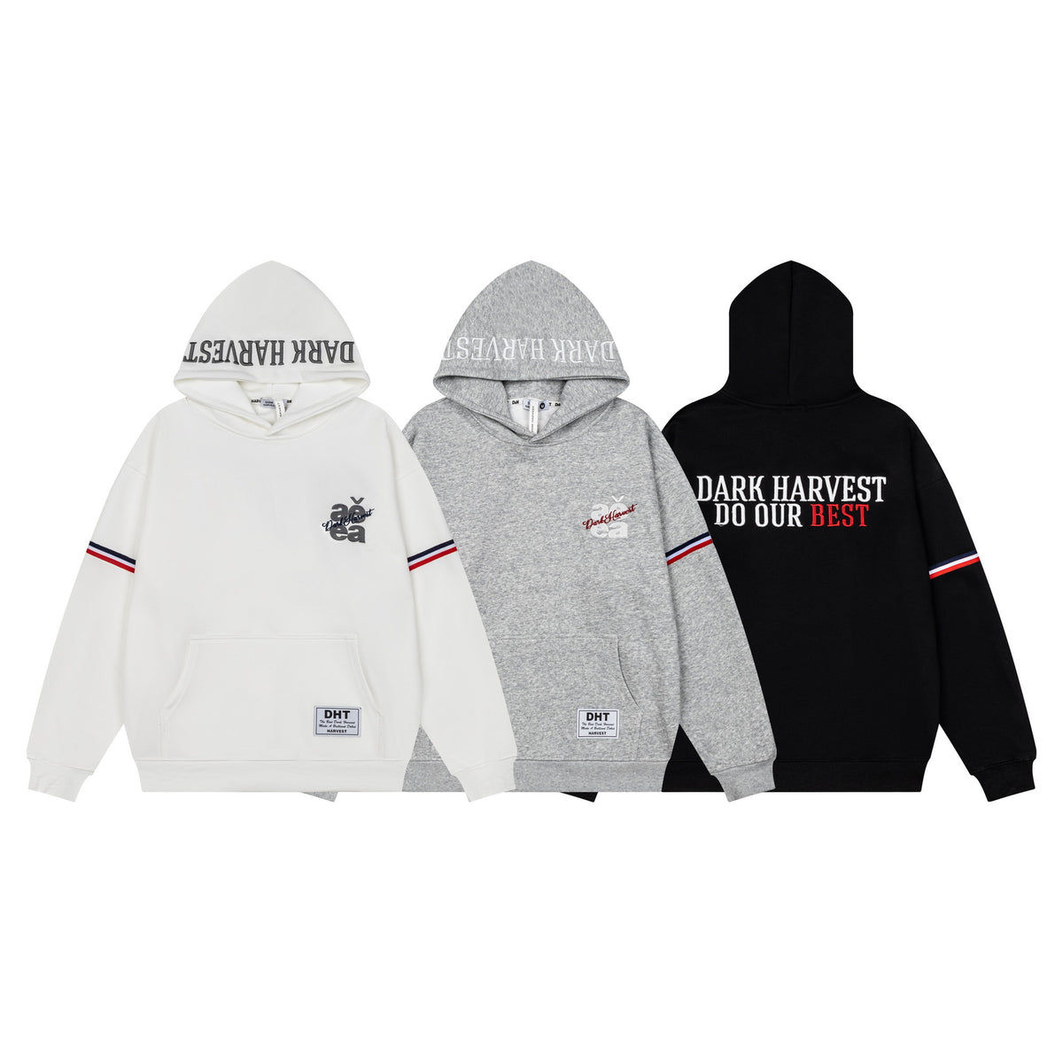 Double letter woven hooded sweatshirt