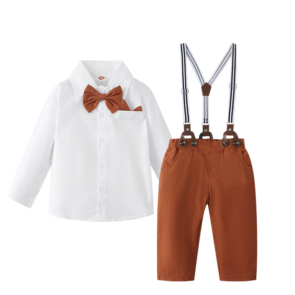 Long Sleeve Shirt Long Pants Gentleman Three-Piece Suit