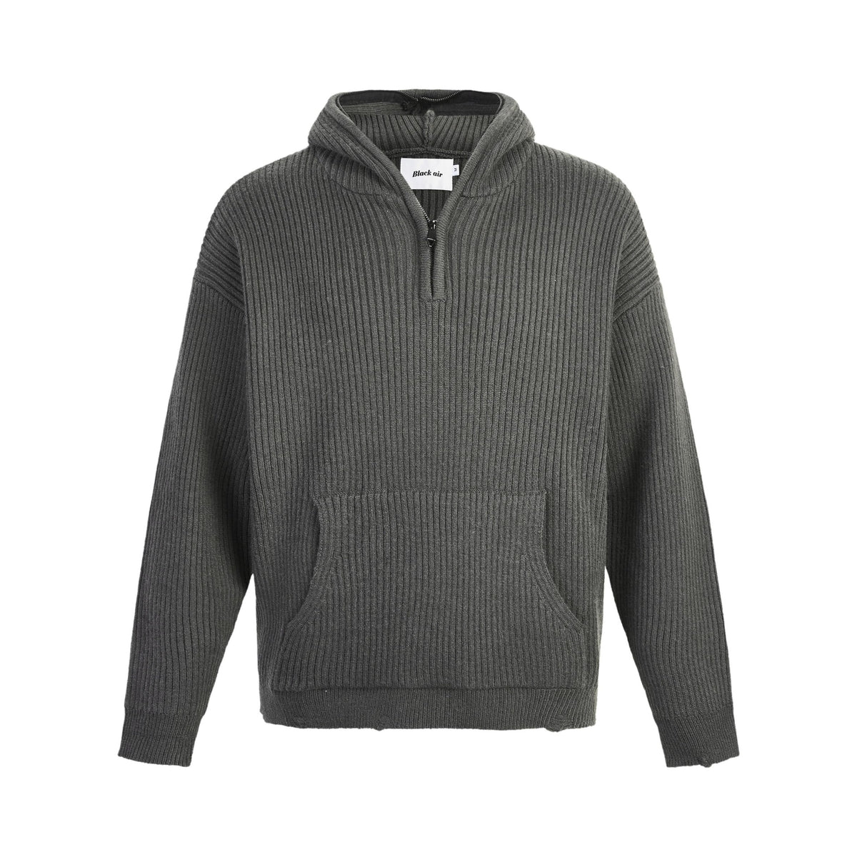 Warm Loose Half-Zip Hooded Knit Sweater