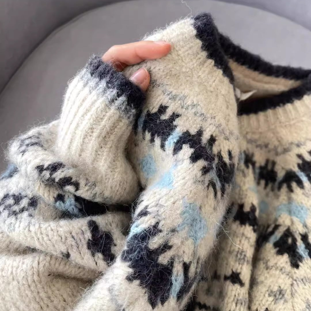 Nordic Pattern Knit Cardigan