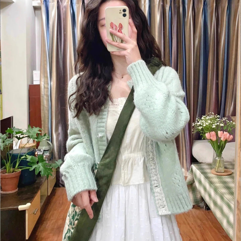 Green Knit Vintage Cardigan