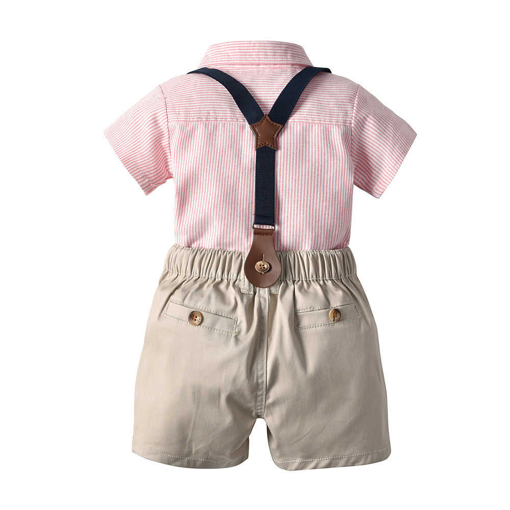 Classic Stripe Short Sleeve Shirt and Shorts Set