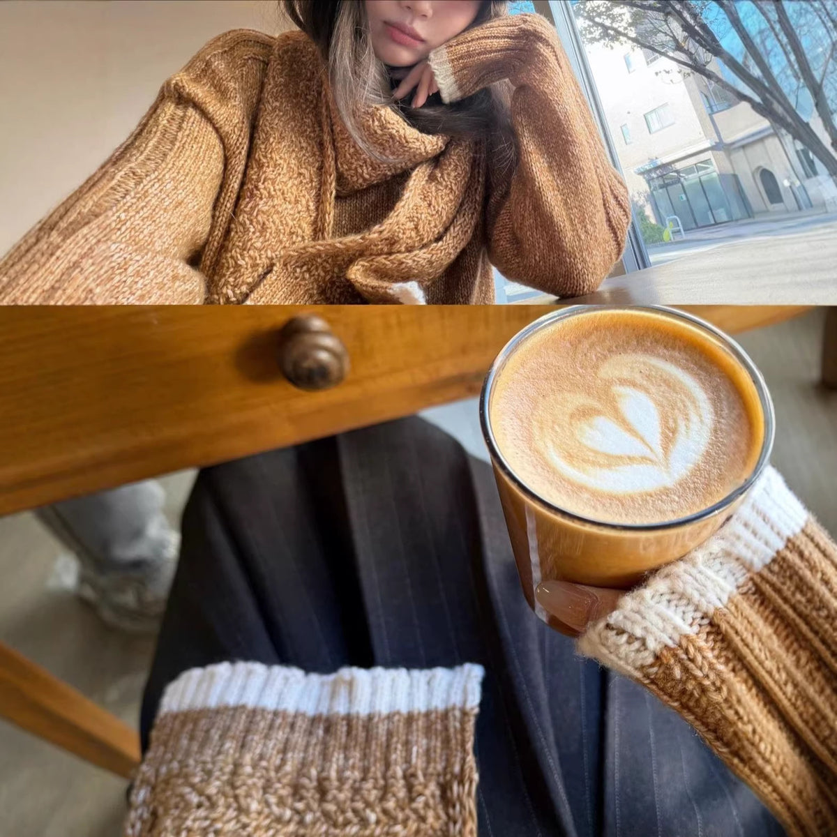 V-Neck Sweater and Scarf Set