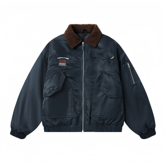 Collar Patchwork Cotton Jacket