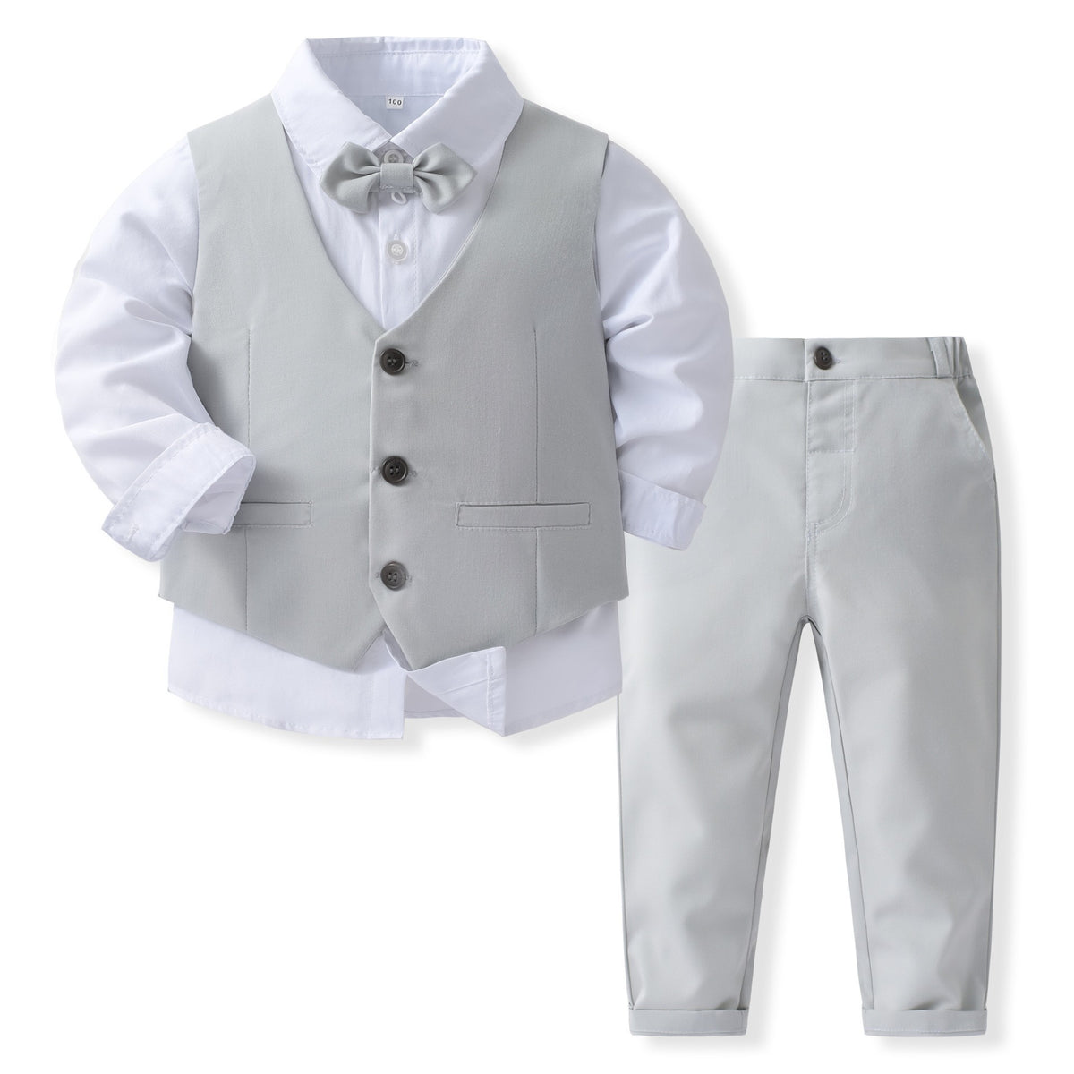 Formal Three-Piece Suit Set With Lapel Flower Vest