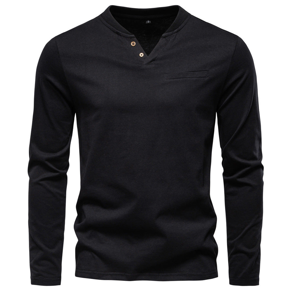 Long-Sleeve Henley Shirt.