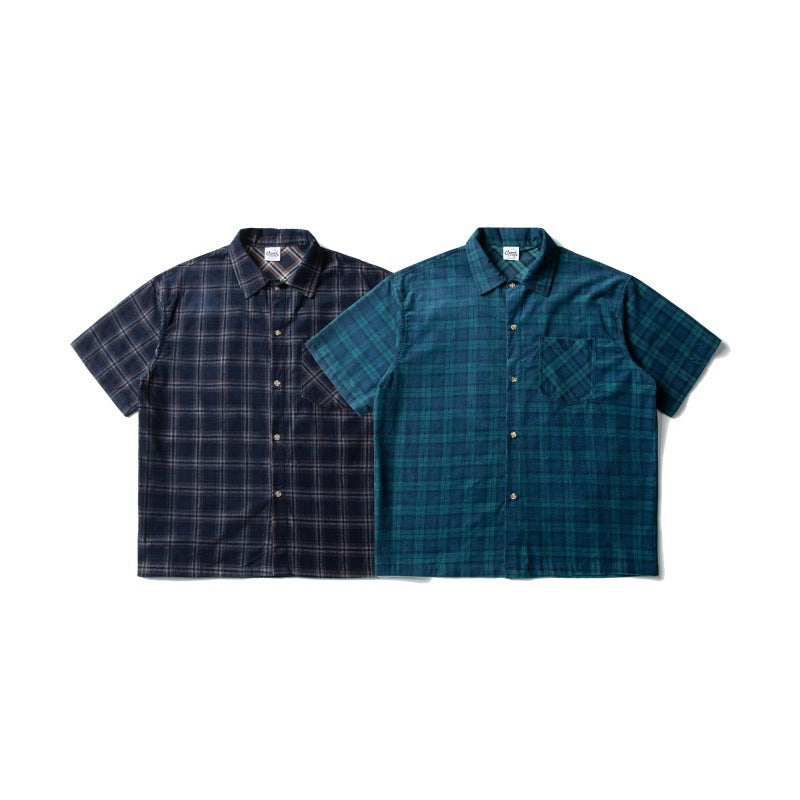 Chenille plaid lapel shirt