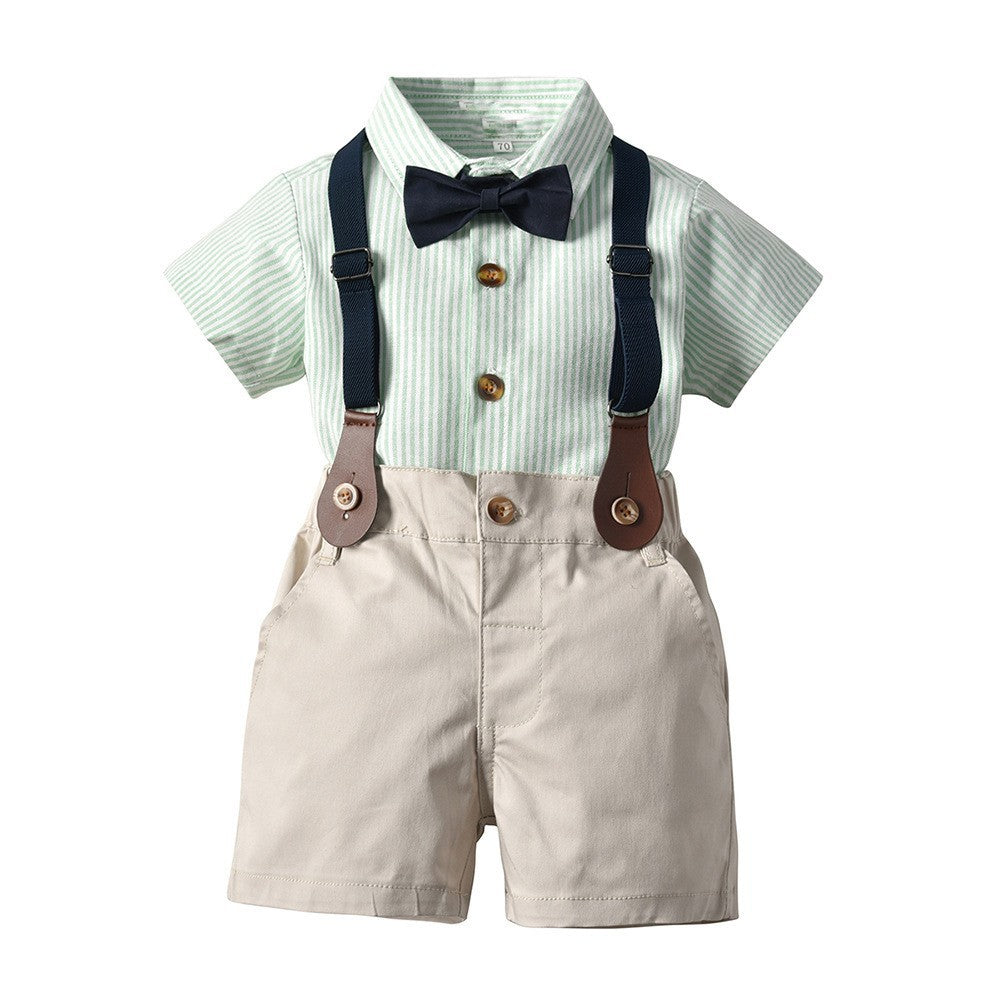 Classic Stripe Short Sleeve Shirt and Shorts Set
