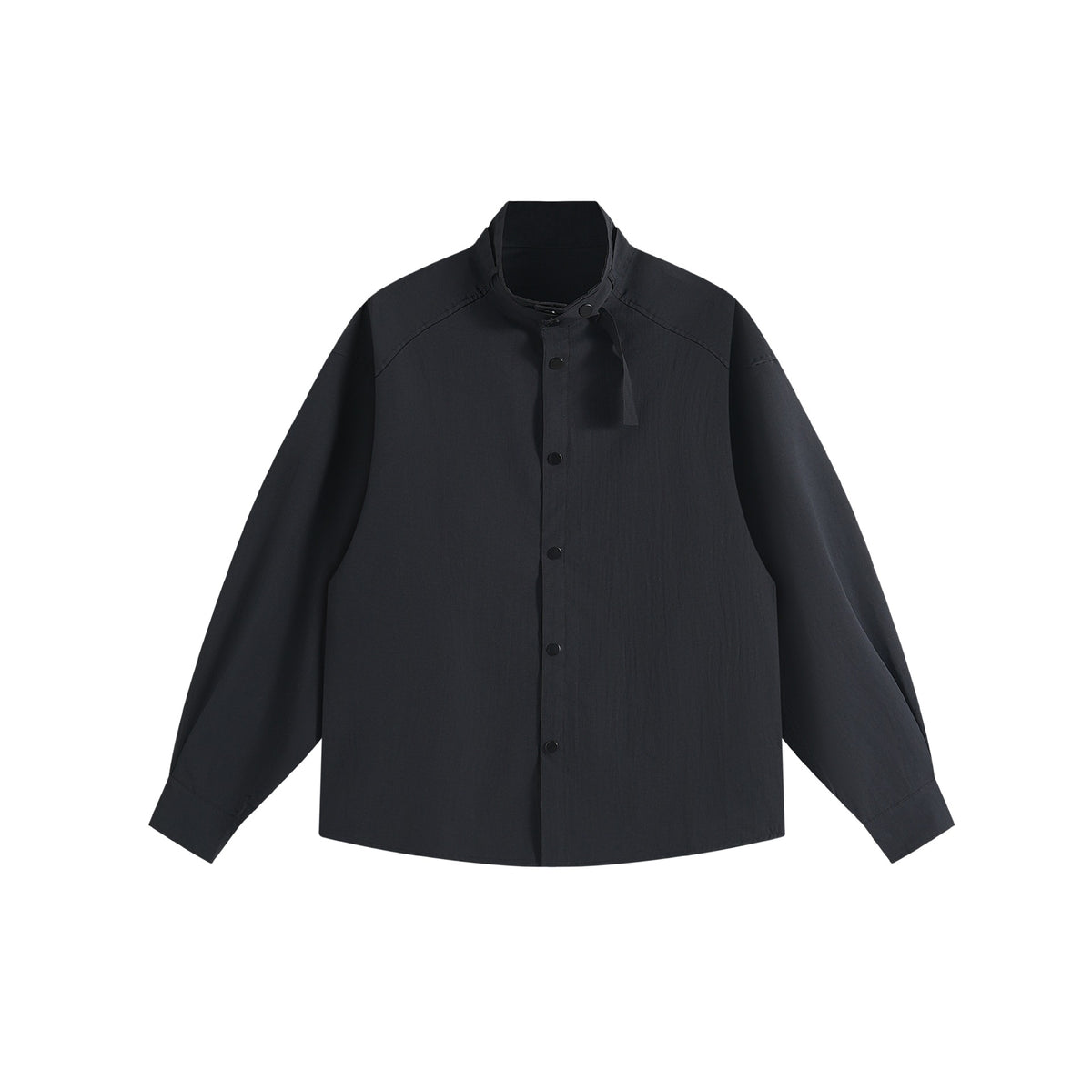 Stand Collar Tie-Button Design Loose Long Sleeve Shirt
