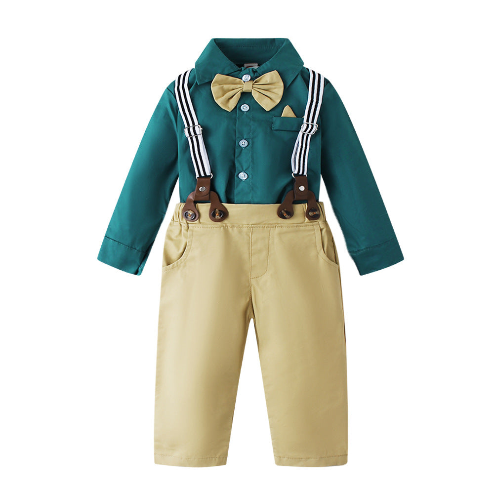 Long Sleeve Shirt Long Pants Gentleman Three-Piece Suit