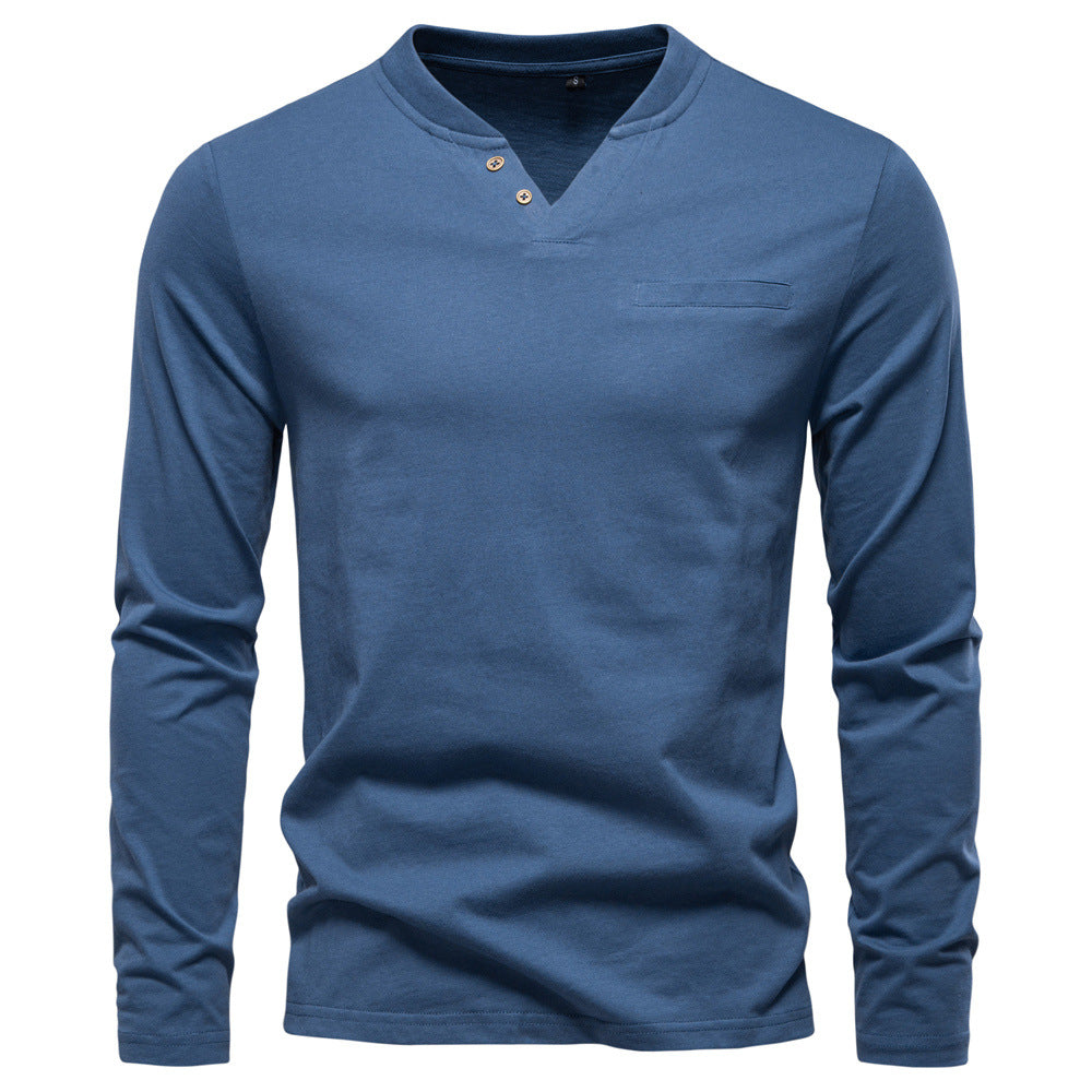 Long-Sleeve Henley Shirt.