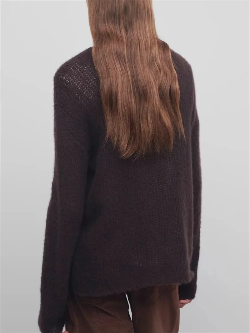 Wool cashmere long sleeved sweater