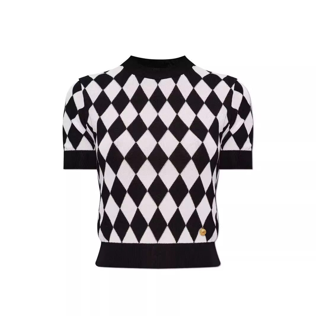 Diamond grid shirt top