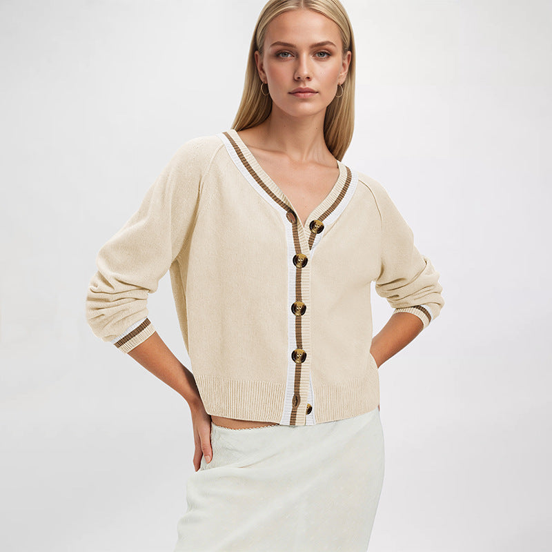 V-neck cardigan long sleeved sweater