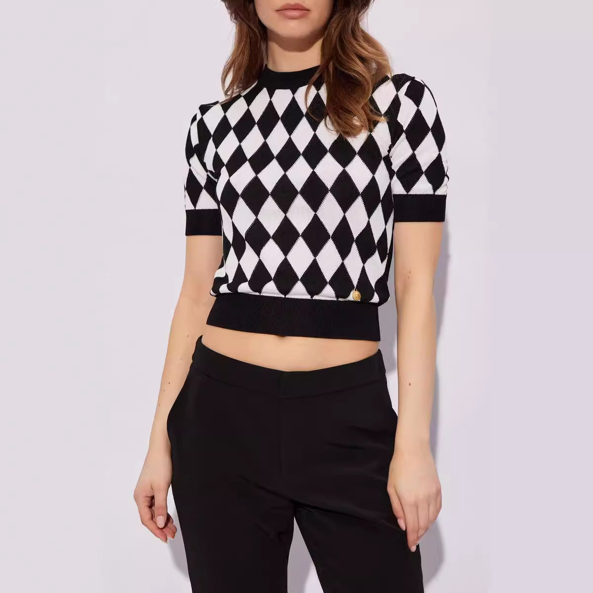 Diamond grid shirt top
