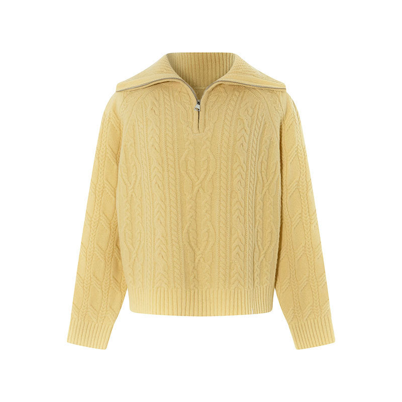 Polo collar knit sweater