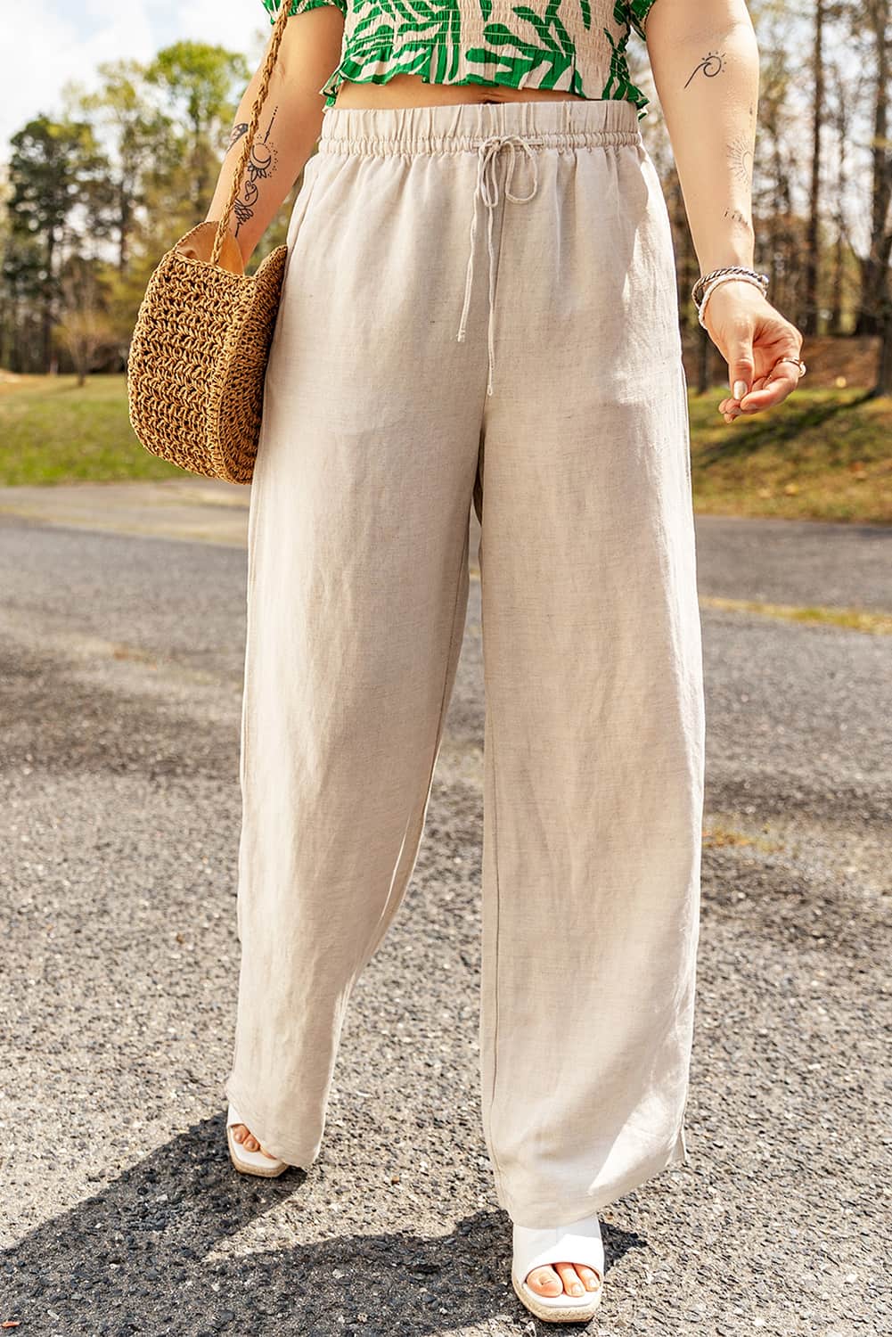 Apricot Linen Pants