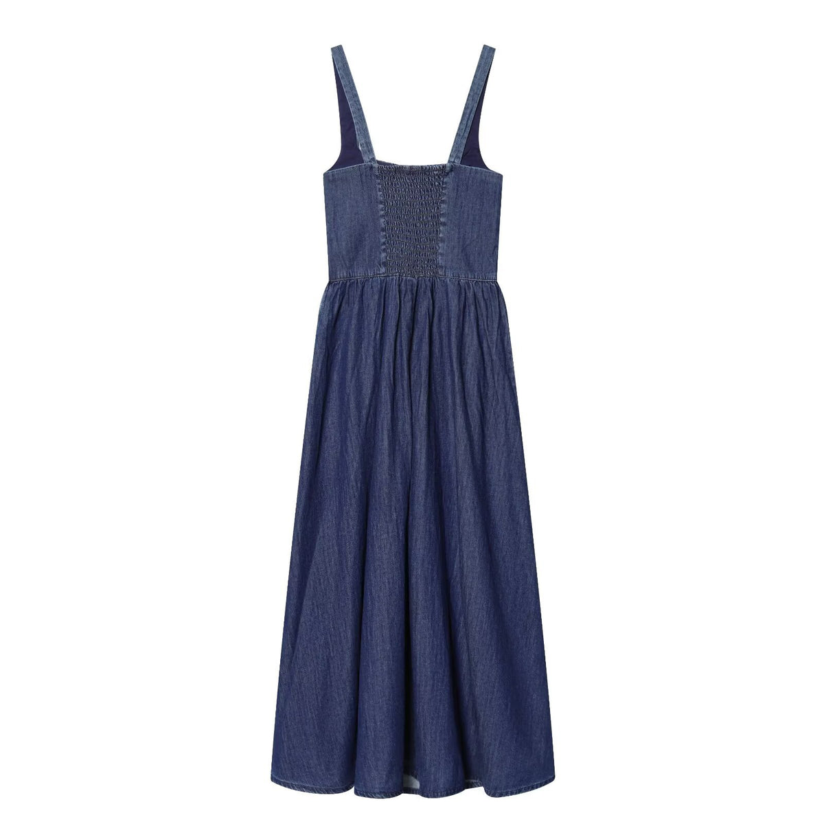French elegant medium length denim dress