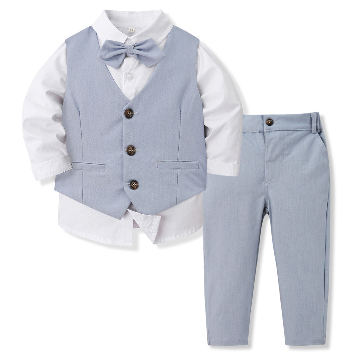 Formal Three-Piece Suit Set With Lapel Flower Vest