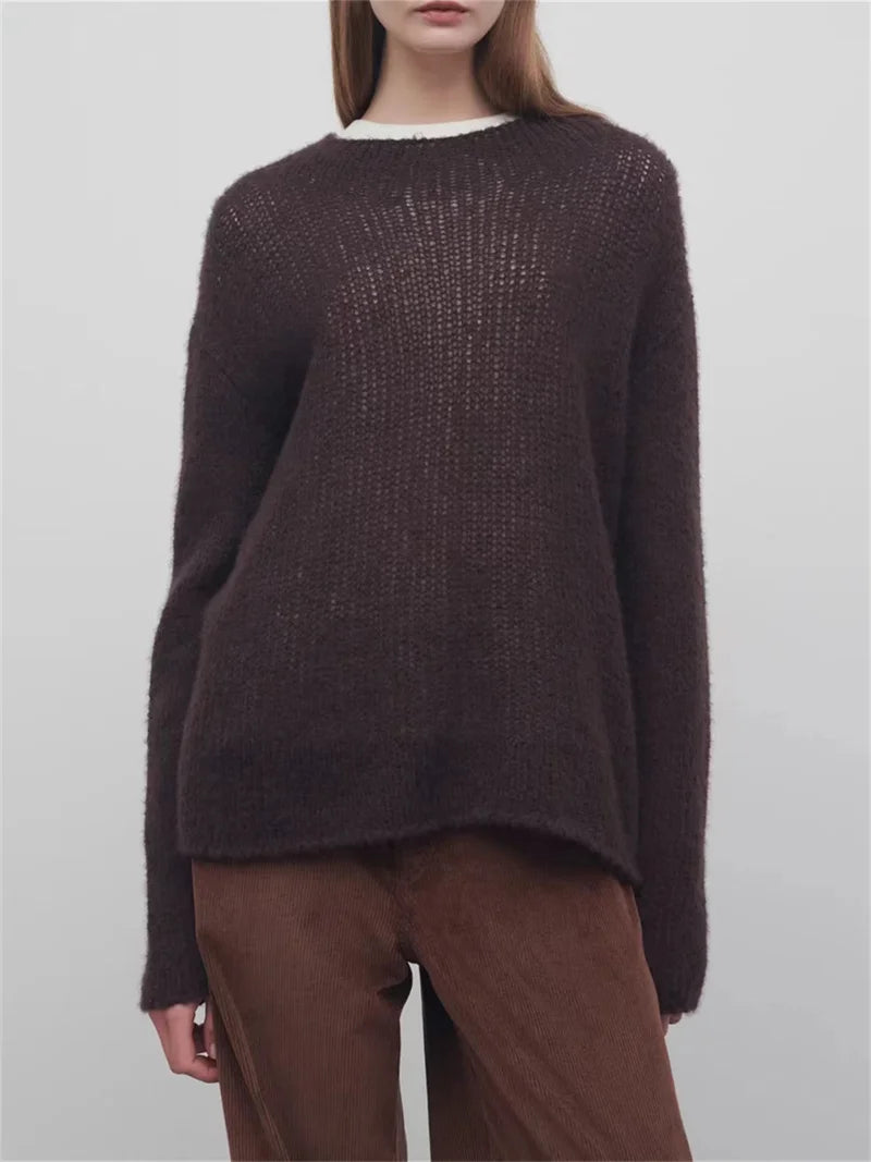 Wool cashmere long sleeved sweater