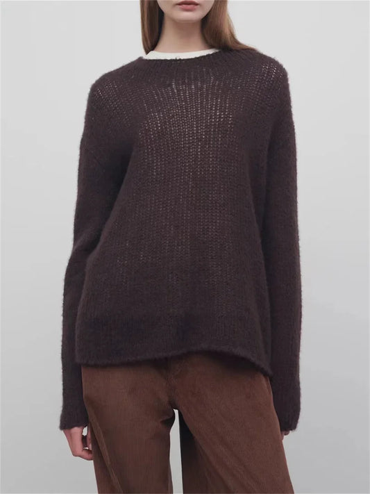 Wool cashmere long sleeved sweater