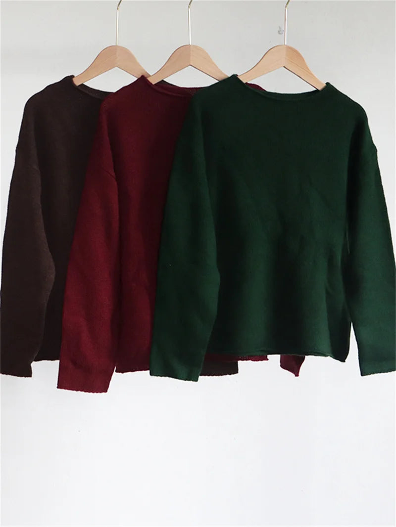 Wool cashmere long sleeved sweater