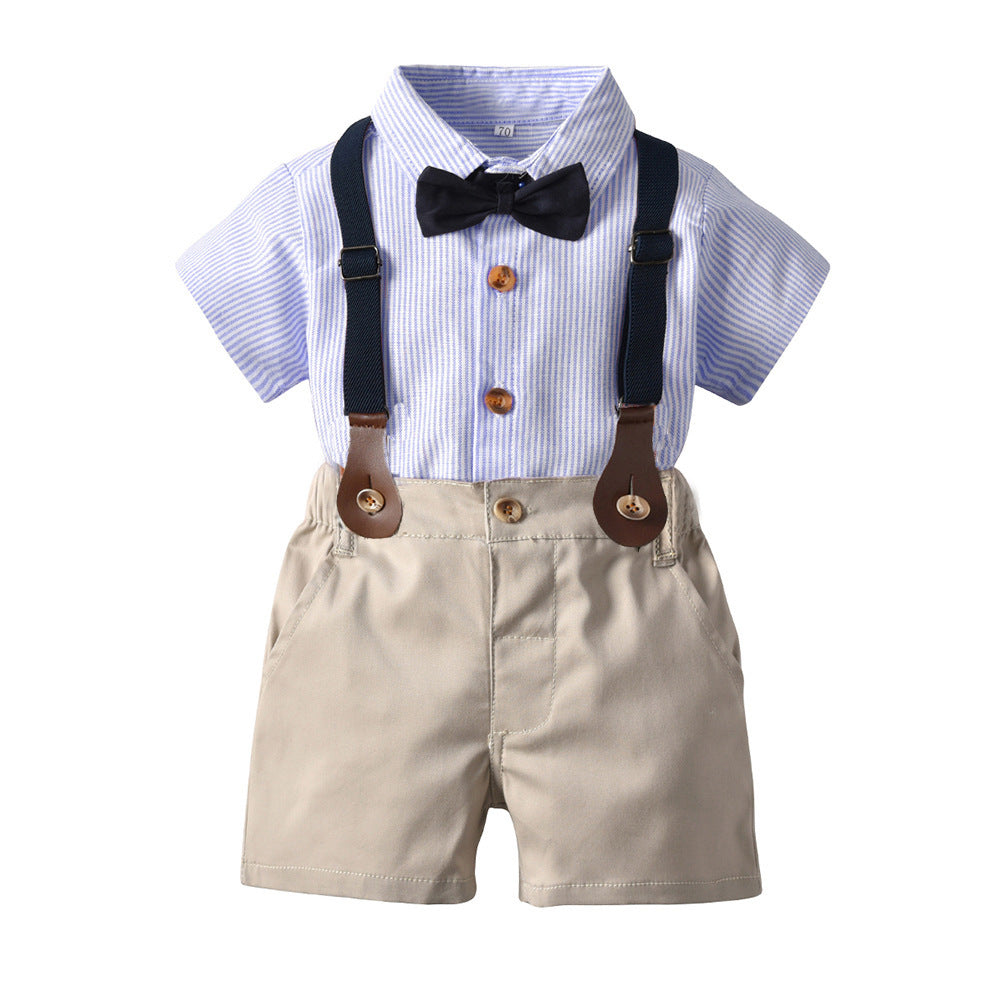 Classic Stripe Short Sleeve Shirt and Shorts Set