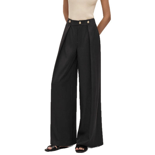 High waisted straight leg zipper trousers