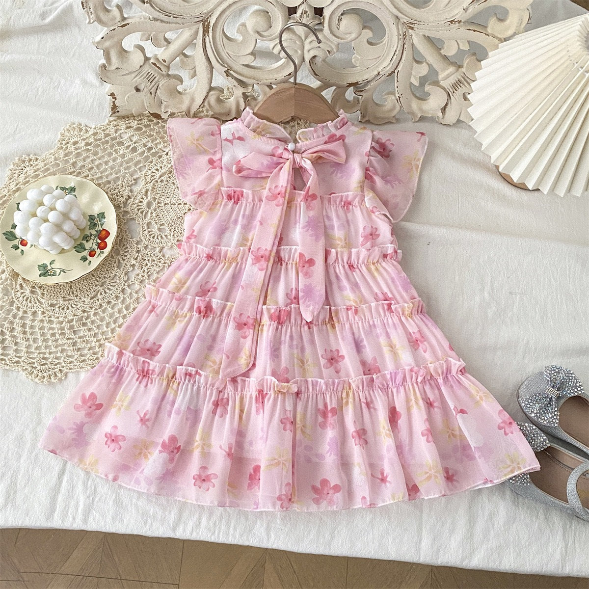 Floral Dress for Girls Summer Fashion Princess Design Chiffon Fairy Dress for Children