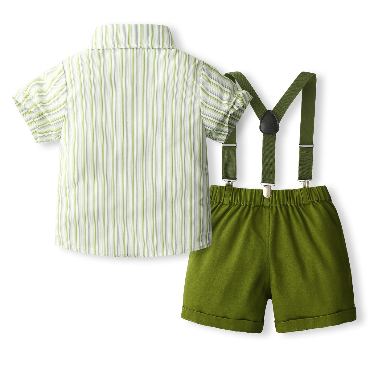 Casual Stripe Shirt and Overalls Set