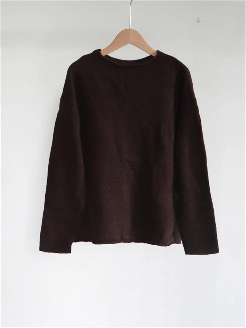 Wool cashmere long sleeved sweater