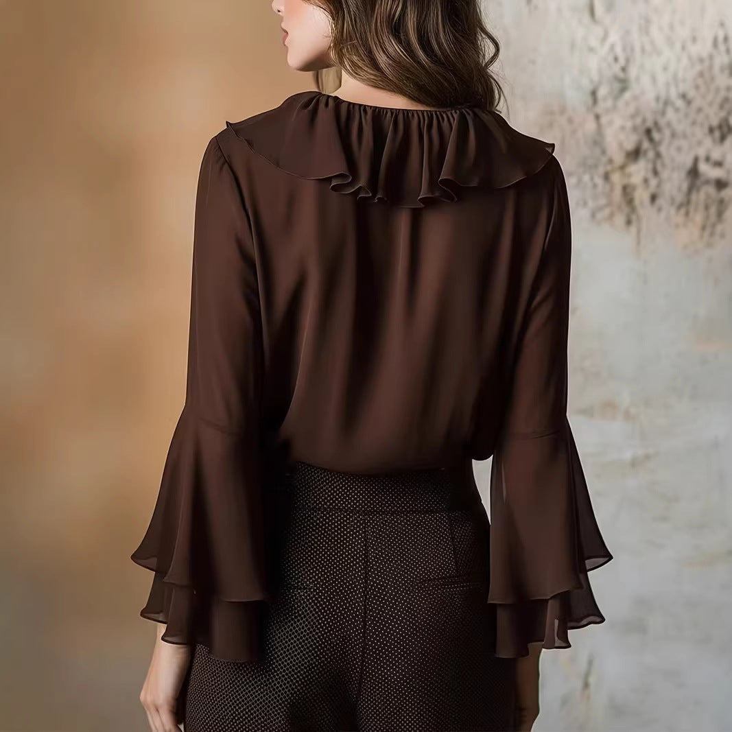 Ruffle blouse v-neck