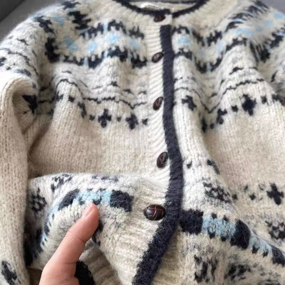 Nordic Pattern Knit Cardigan