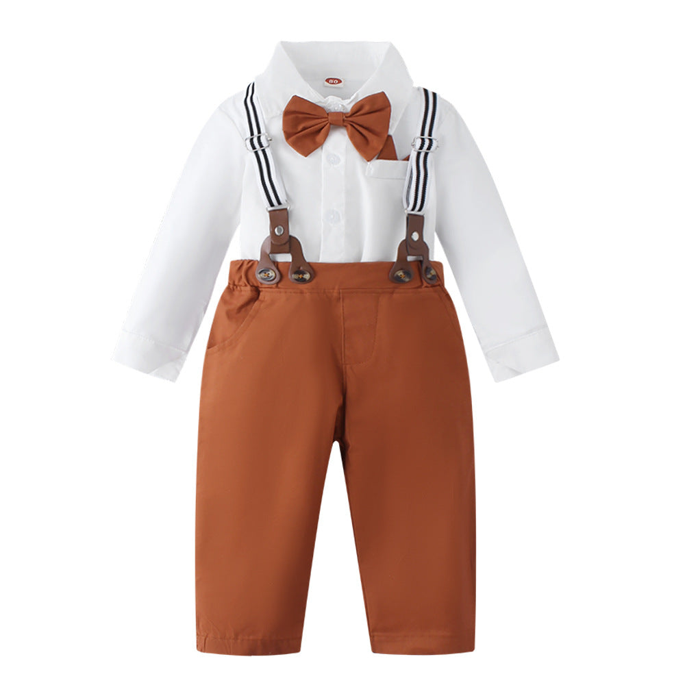 Long Sleeve Shirt Long Pants Gentleman Three-Piece Suit