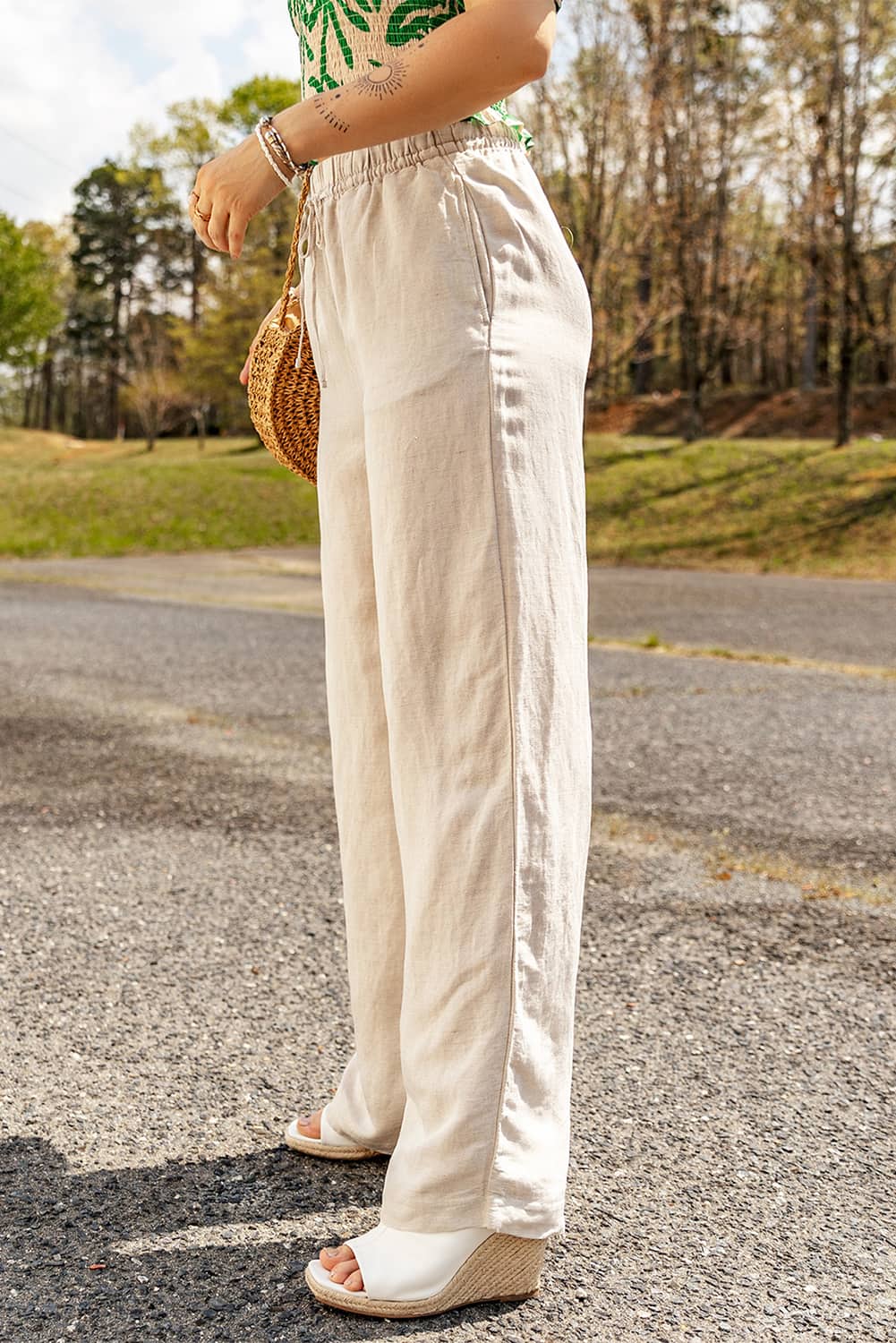 Apricot Linen Pants