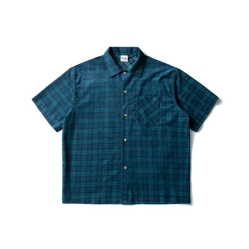 Chenille plaid lapel shirt