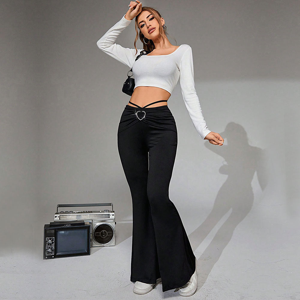 Casual slim wide-leg trousers