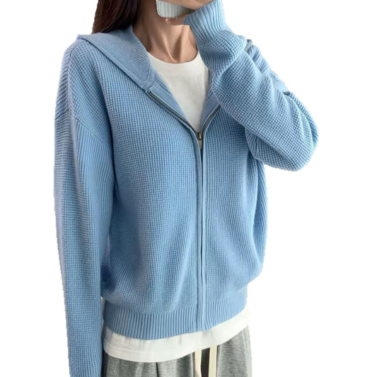 Knit cardigan sweater hoodie