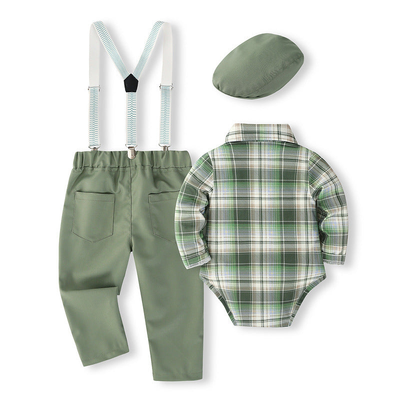 Japanese Vintage Checkered Overalls Set