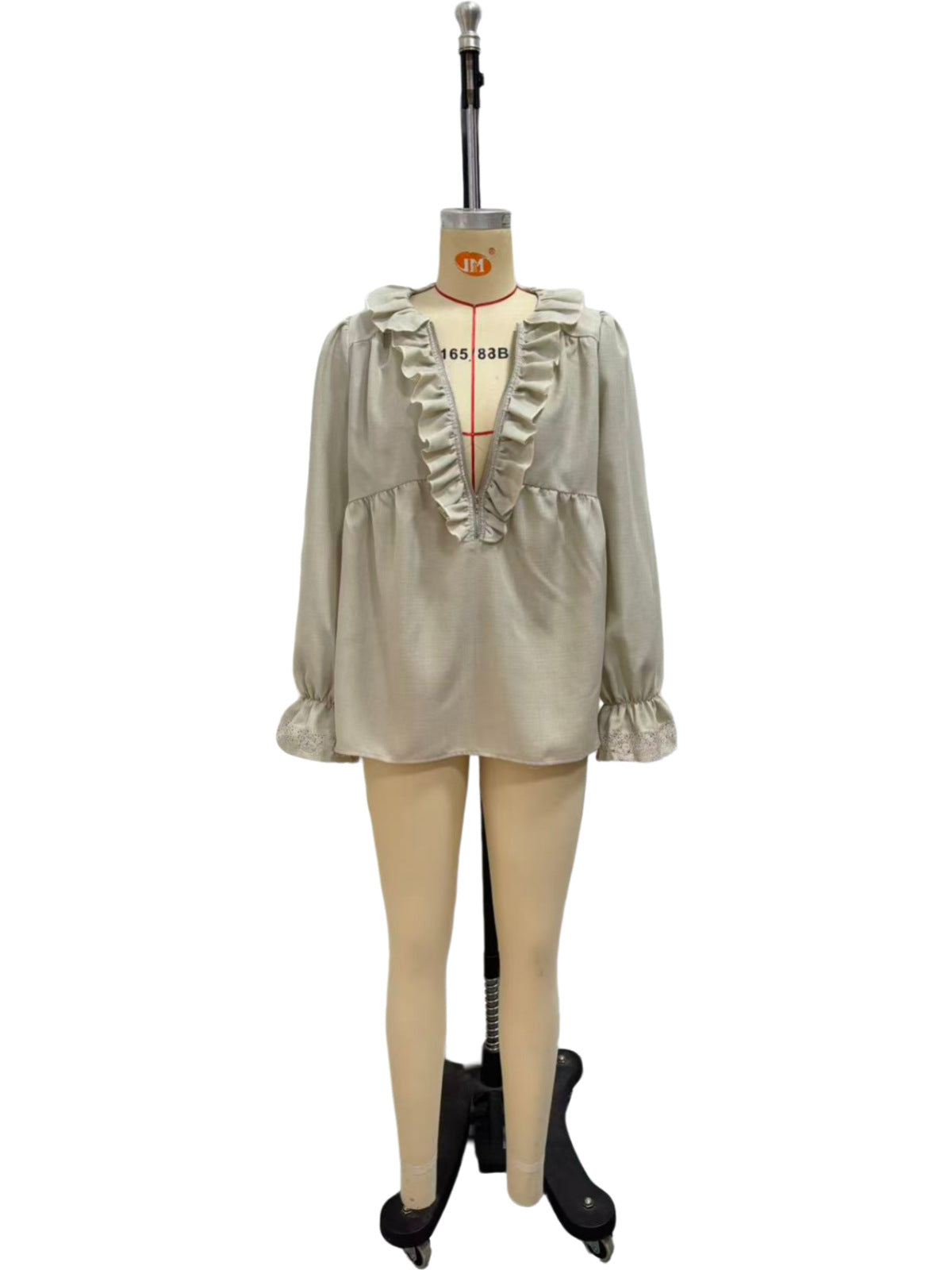 Lotus leaf V-neck blouse