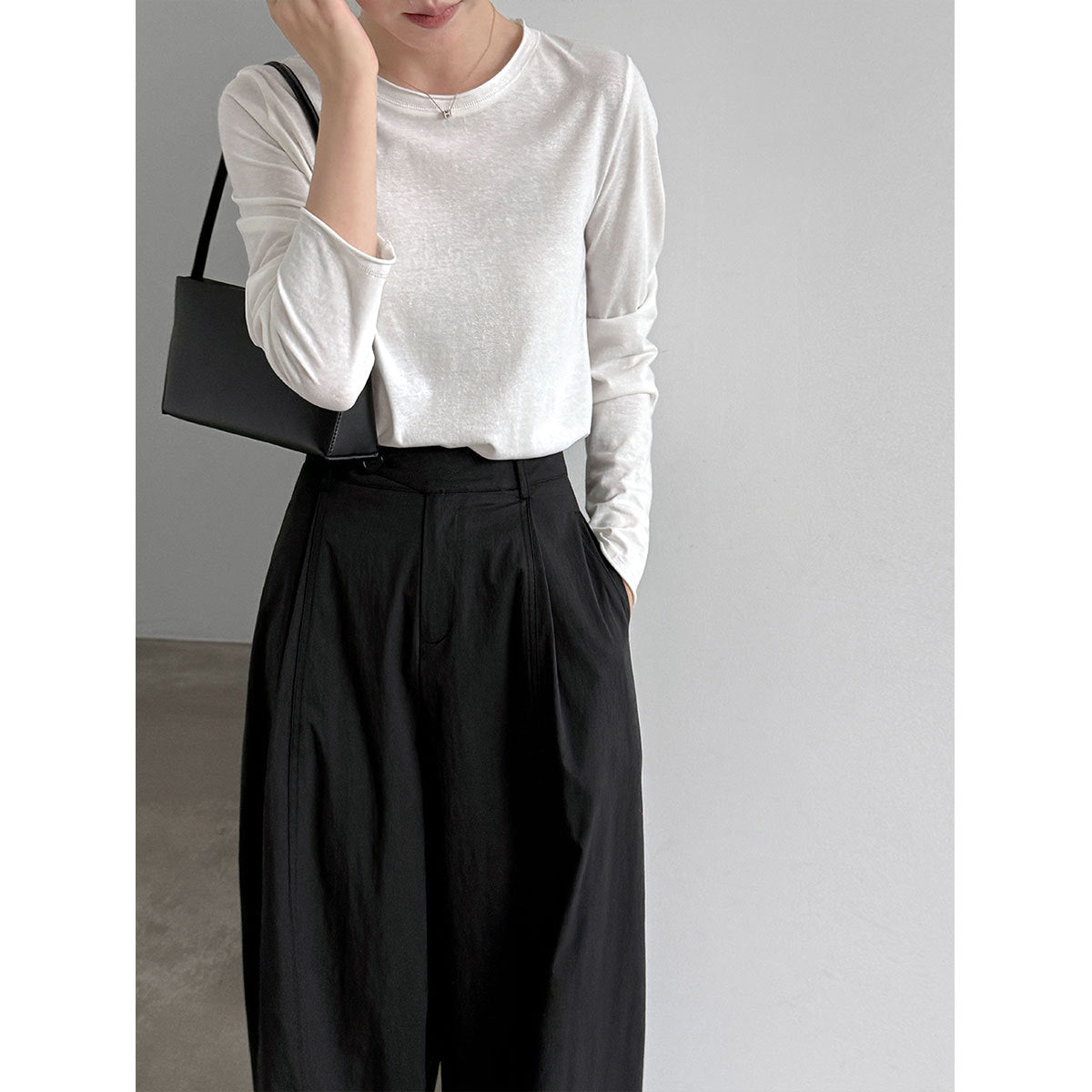 Diagonal Placket Straight Fit Trousers