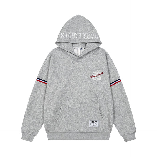 Double letter woven hooded sweatshirt