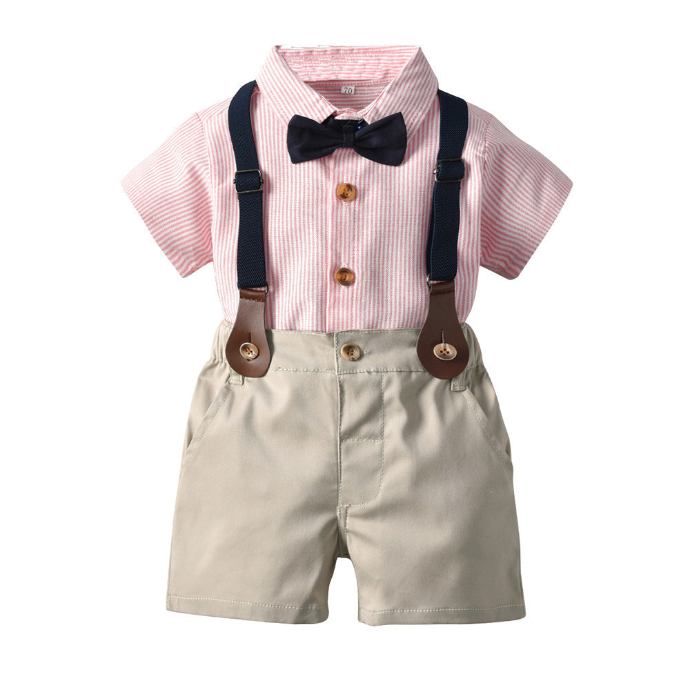 Classic Stripe Short Sleeve Shirt and Shorts Set