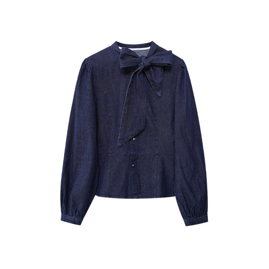 Bow tie denim shirt