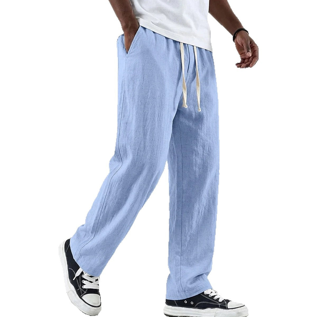Cotton-Linen Straight Leg Wide Pants