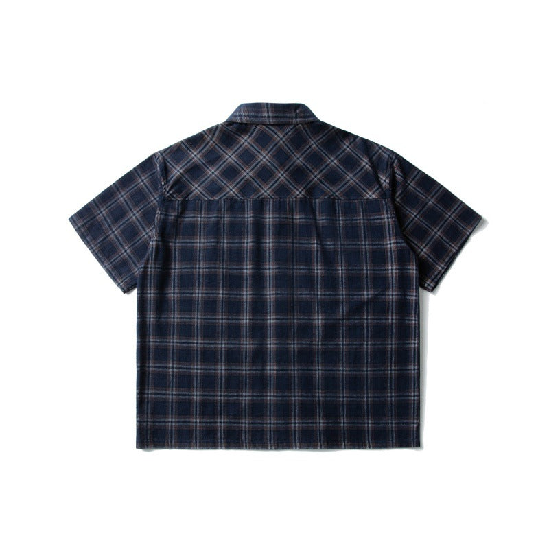 Chenille plaid lapel shirt