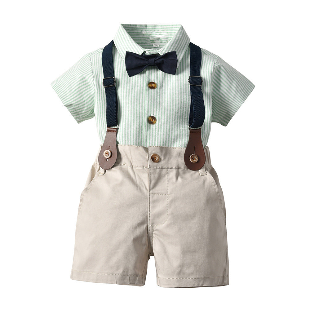 Classic Stripe Short Sleeve Shirt and Shorts Set