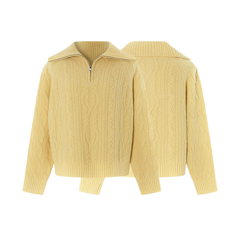 Polo collar knit sweater